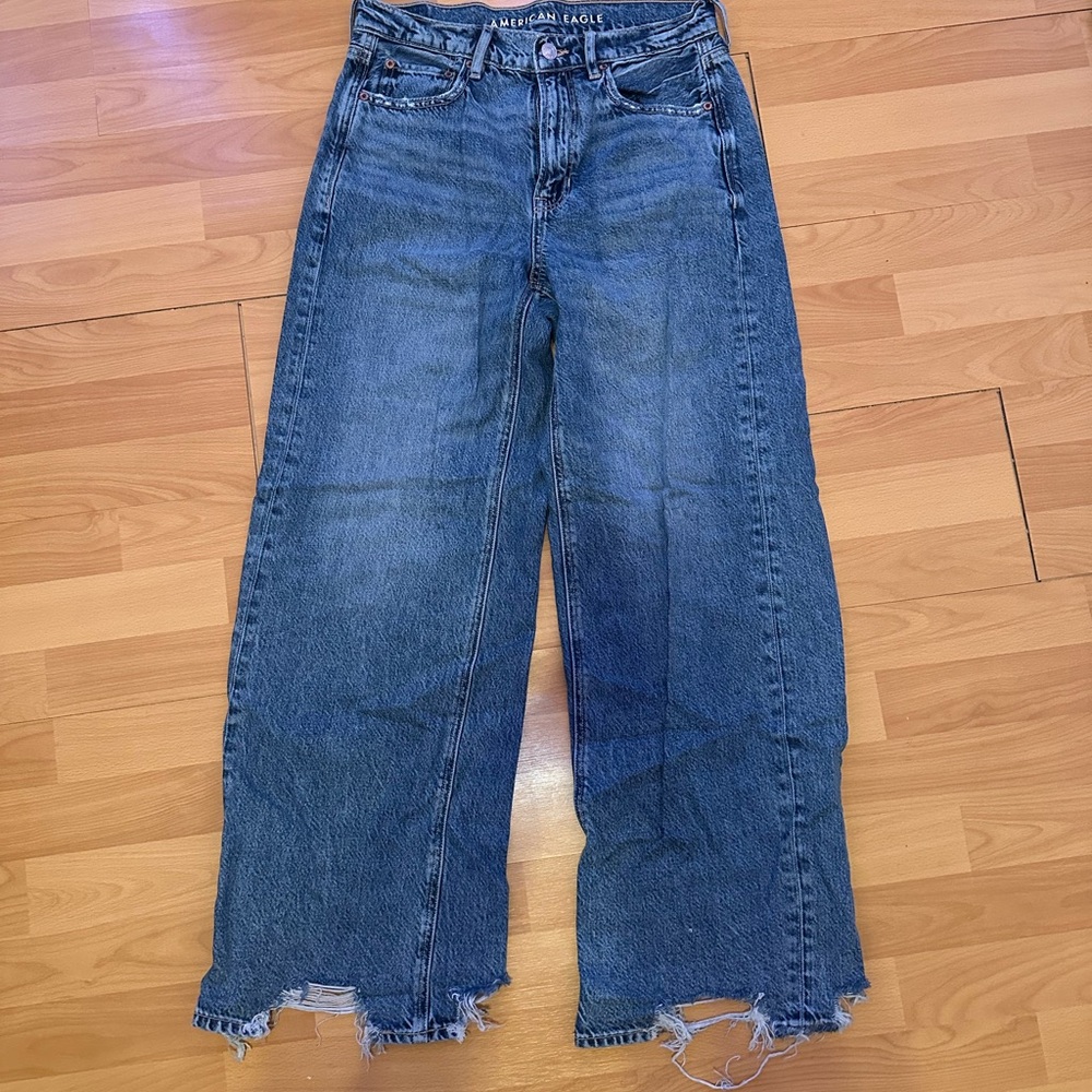 American Eagle Outfitters Blue Flare Wide Leg Jeans